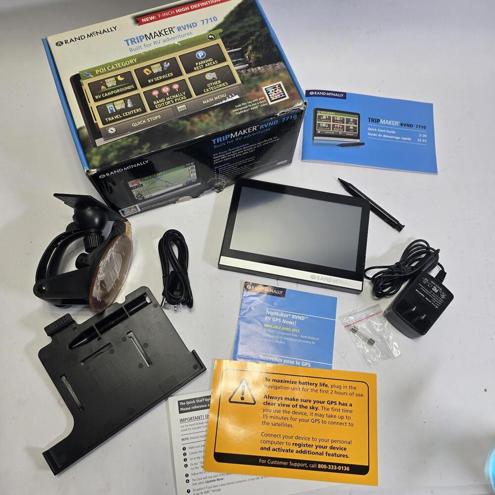 Rand McNally TripMaker RVND 7710 GPS Navigator for RVs w/ Accessories Excellent.